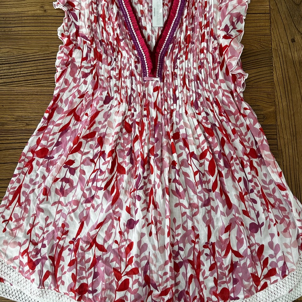 Poupette St. Barth Pink and Red Patterned Top